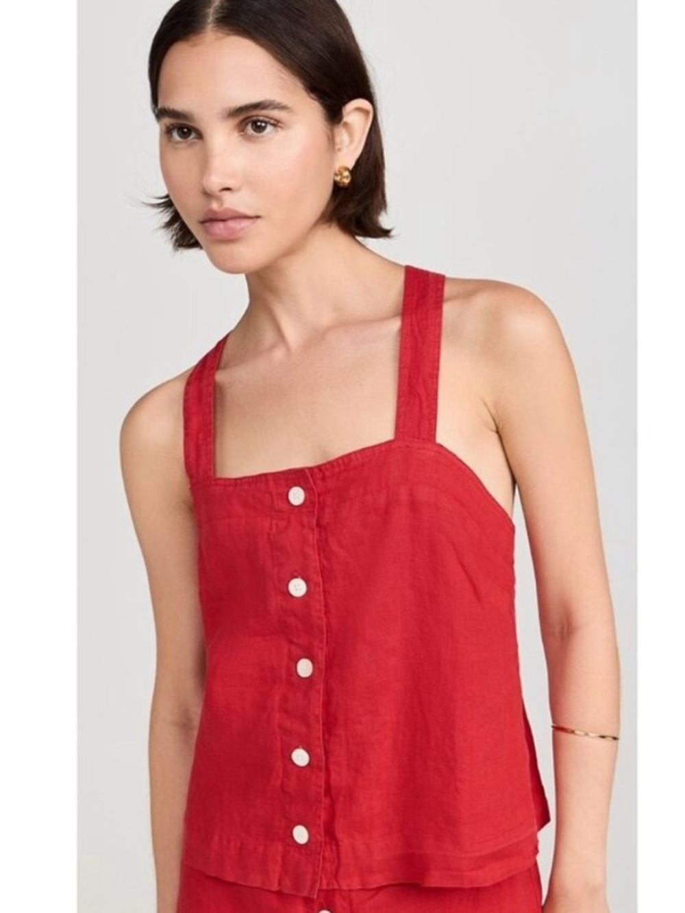 Alex Mill Red Button-Front Linen Tank Top